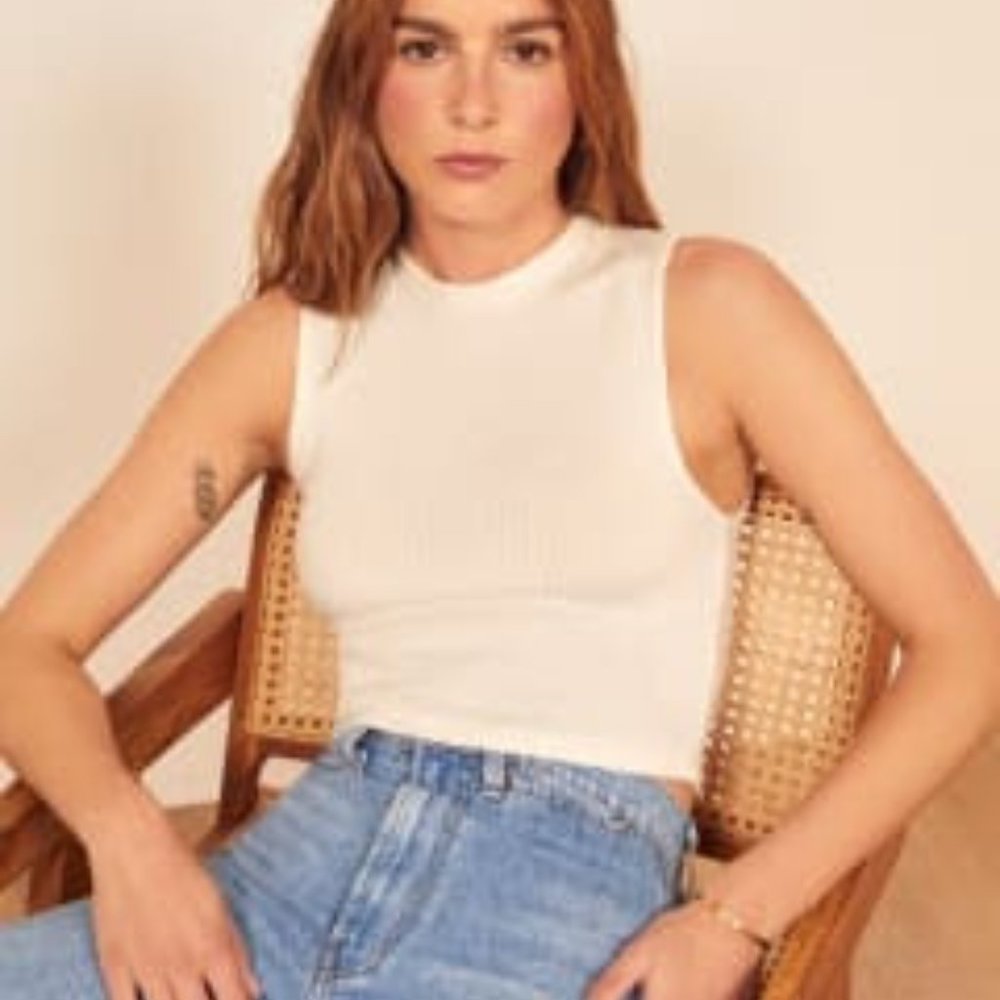 Reformation Sandra Top in Ivory - S